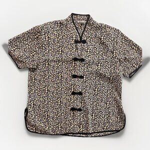 Vintage Rare 70s Sun Hung Top Women XL Frog Closure Asian Polynesian Hawaiian